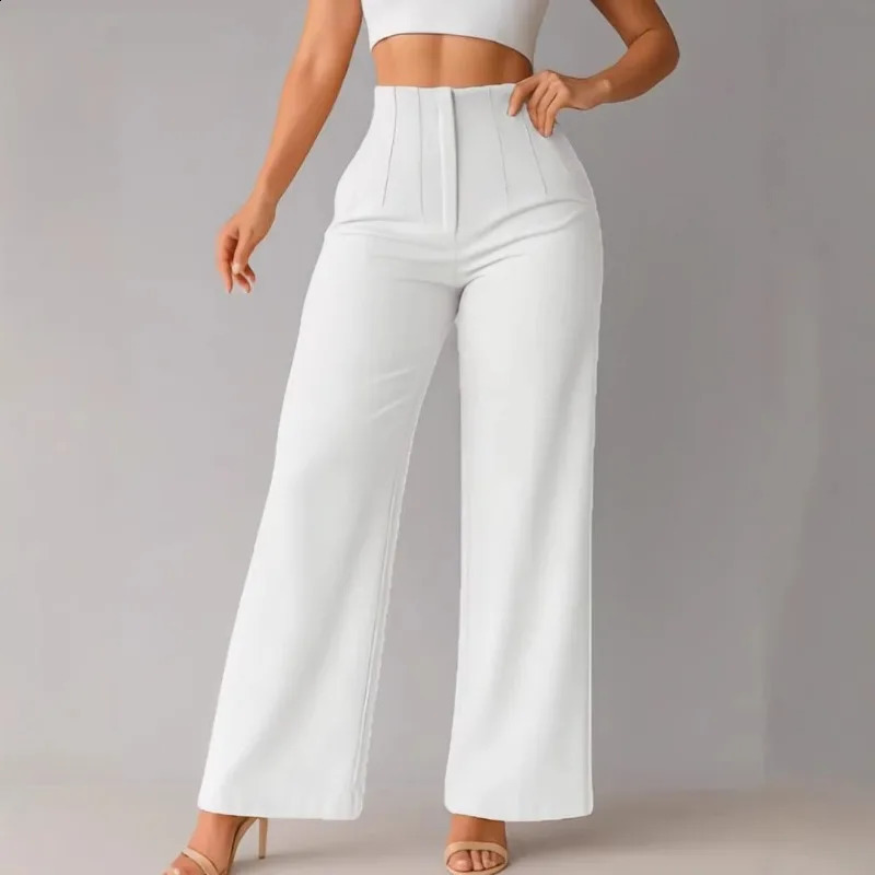 Womens High Waist Wide Leg Pants Elegant Tailored Straight Trousers Office Work Casual Bottoms Comfy Dress 260625 - view 4