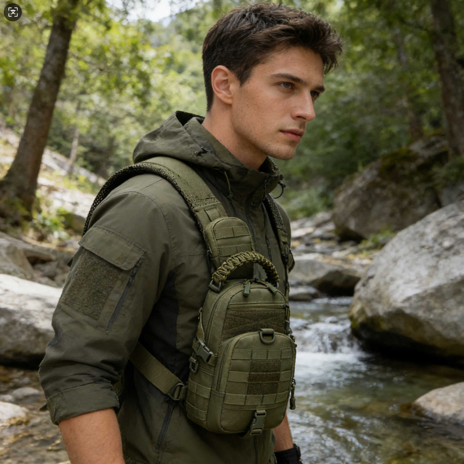 Sling Bag Men Shoulder Tactical Bag Outdoor EDC Chest Bag with Paracord Handle Waterproof Crossbody Pack for Hunting Hiking M260626 - view 1