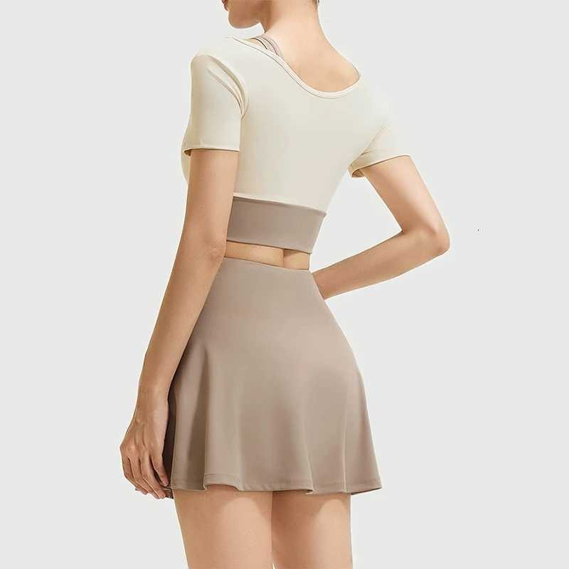 Yoga Women New 2 Piece Sets with Fixed Chest Pads Naked Feeling Skinny Fit Squat Proof Skort Matching Sets for Running Fitness M260626 - view 6