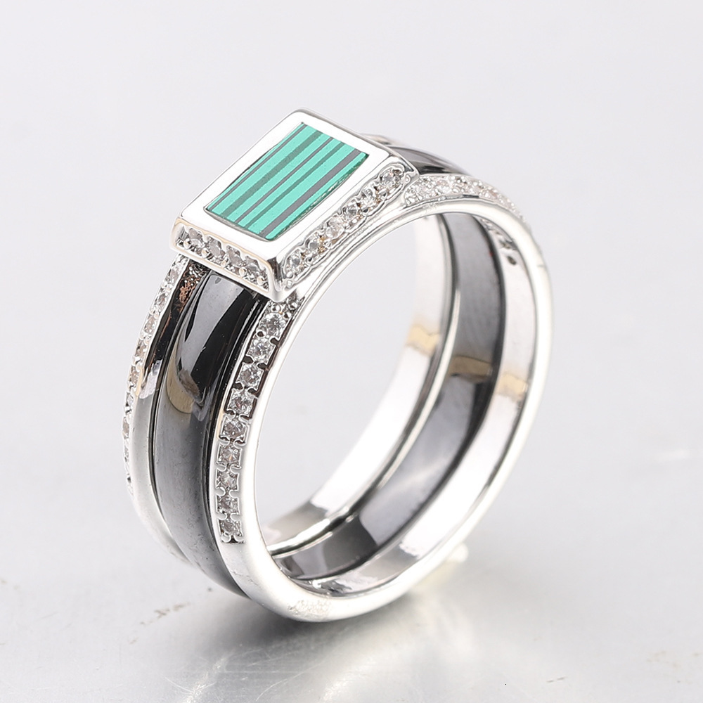 8mm Ceramic Diamond Encrusted Ring In White Gold Black And White Couples Ring Acrylic Matching Rings Versatile For Women And Men Lovers Bijoux Jewelry - view 6