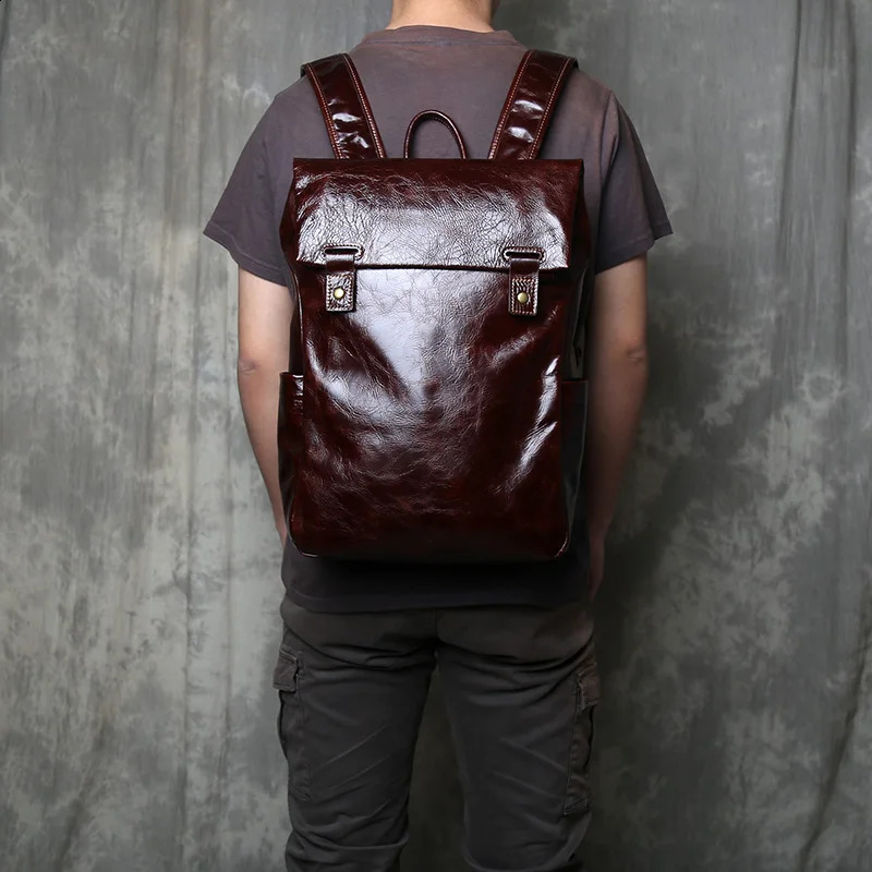 Genuine Leather Backpack For Men Vegetable Tanned Top Layer Cowhide Large Capacity Business Travel Computer Bag JLFGPJ 260625 - view 4