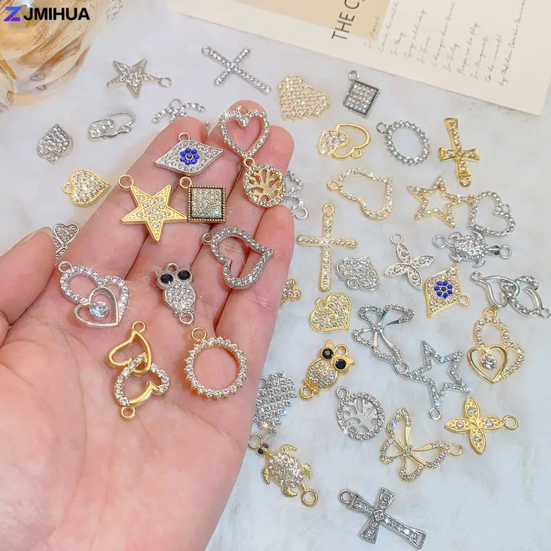 10pcs Crystal Charm Connectors For Jewelry Making Supplies Multiple Style Animal Heart Pendants DIY Bracelet Earring Accessories 260623