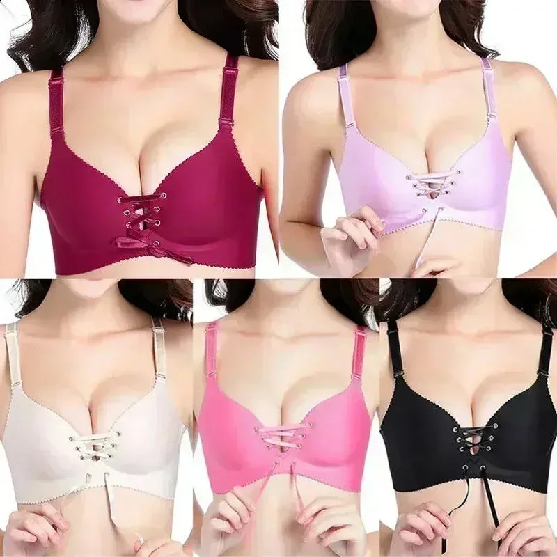 Sexy Bandage Straps Push Up Bra Gather Adjustment Seamless Bralette Women Underwear No Steel Ring Comfortable Lingerie 260626
