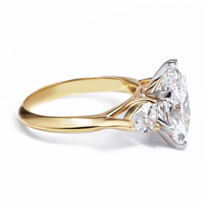 Tianyu Gems Private Custom Marquise Cut 2ct D VS1 and Pear Cut 46mm Lab Diamond 18k Yellow and White Gold Engagement Rings - view 5