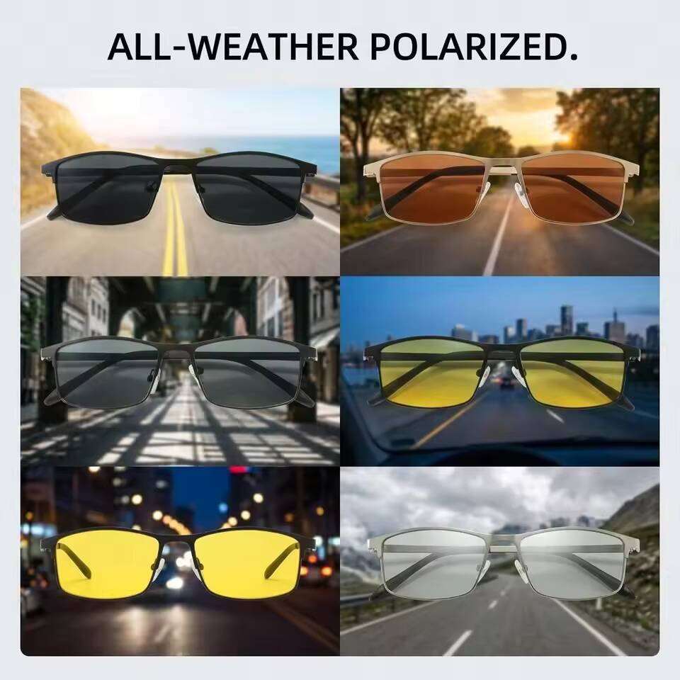 CHALK New Day And Polarized Night Vision Sunglasses For Men, Business Square Style, Driving, Outdoor, Sunscreen, Dark Glas - view 4