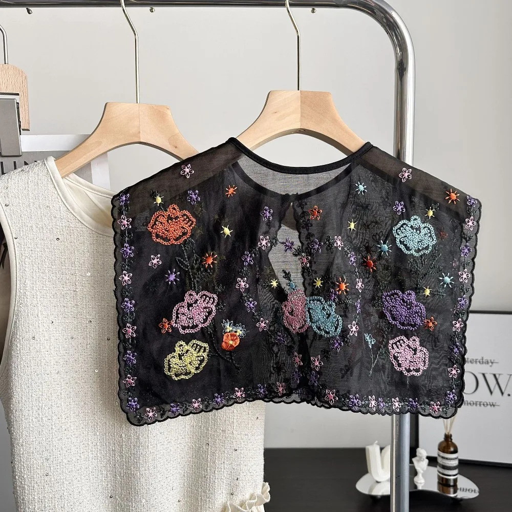 Fashion Embroidery Womens Lace Collar Collar Lace Up Shawl Detachable Shirt Collar Insignia Dress Blouse Decor 260625 - view 3