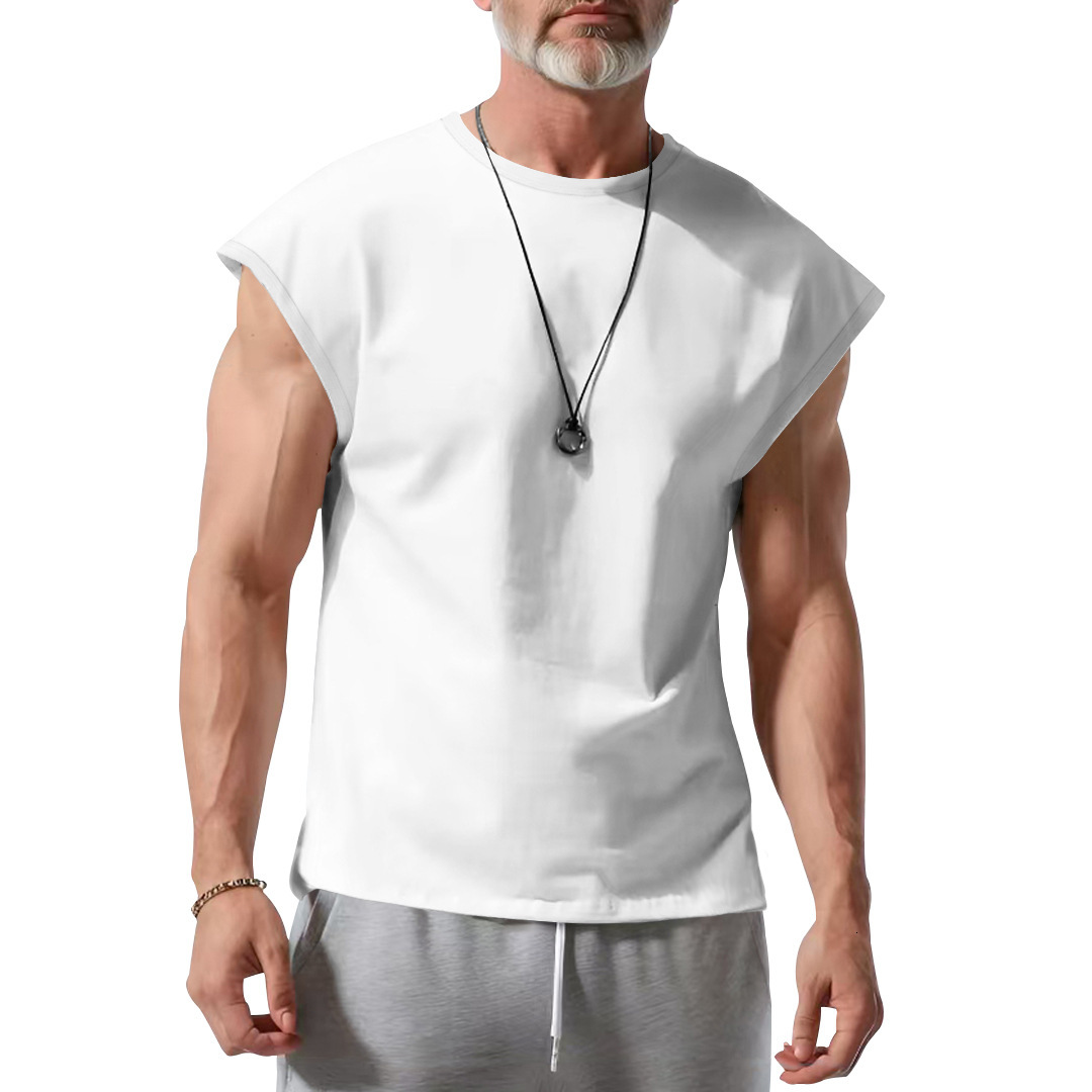 American Style Summer New Men's Loose Youth Casual Solid Color Thin Vest T-Shirt For Men
