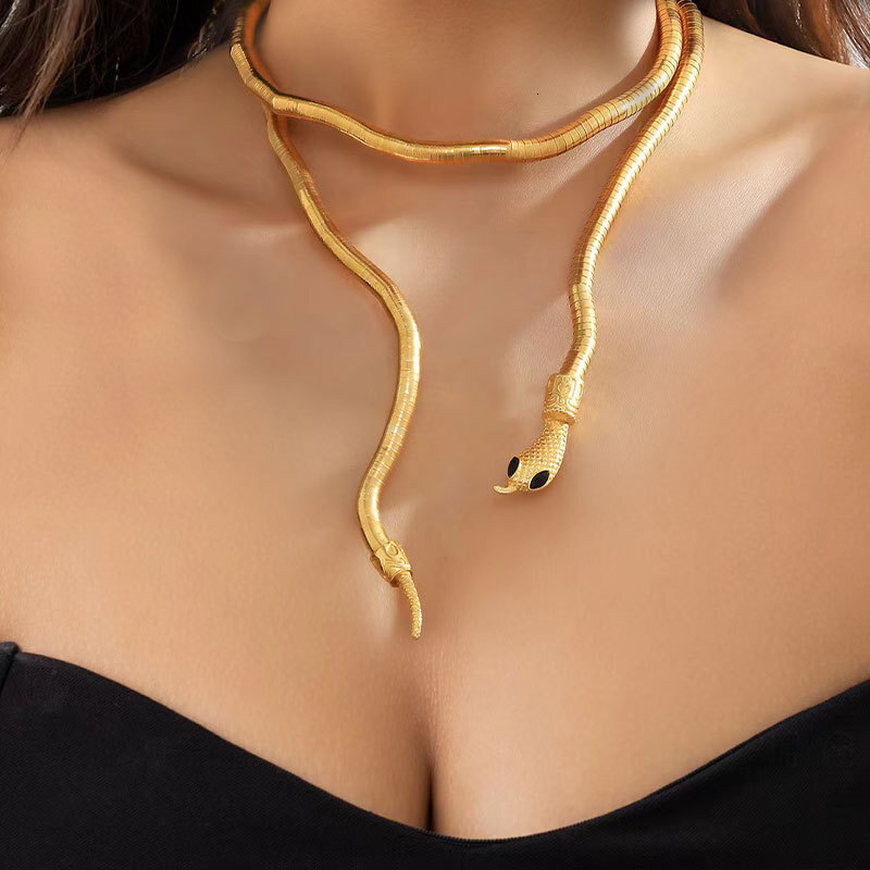 Multi Wear Adjustable Snake Shaped Jewelry Gold Silver Plated Gothic Punk Women Choker Bracelet Headband - view 5