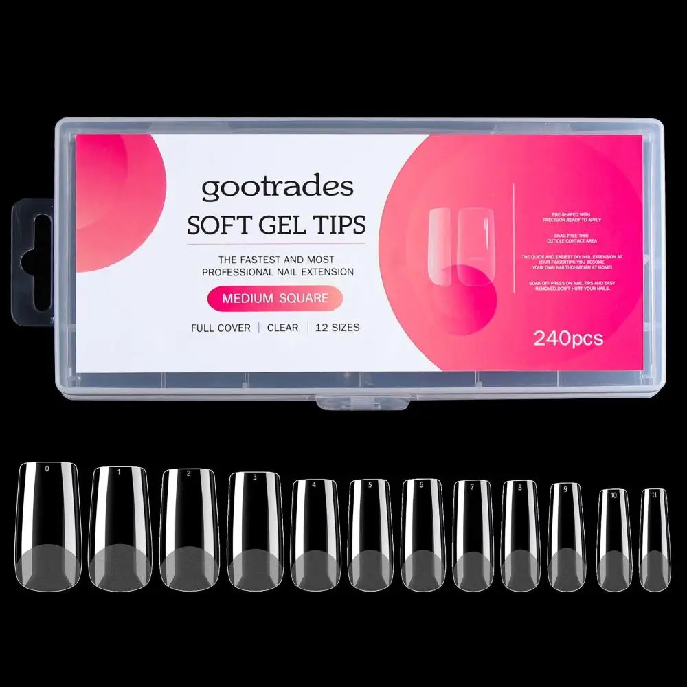 Clear Square/Almond/Stiletto/Coffin Shape Soft Gel Full Cover Nail Tips Gel Nail Tips Soft Gel Nail Extension 260626 - view 4