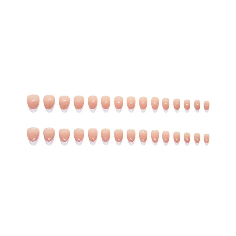 30 Pcs Ready-made Artificial False Nails Holiday Glued Fake Nails Set White French Medium Short Almonds Press on Nails for Women 260626 - view 6
