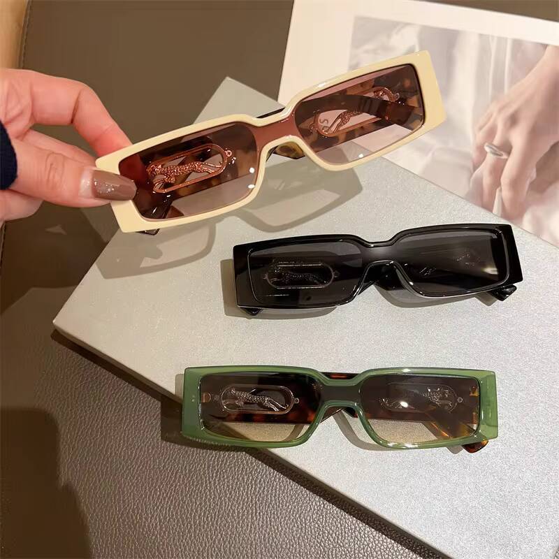 Designer Small Frame Rectangle Sunglasses Women For Men Vintage Fashion Sun Glasses Trending Punk Leopard Shades UV - view 7