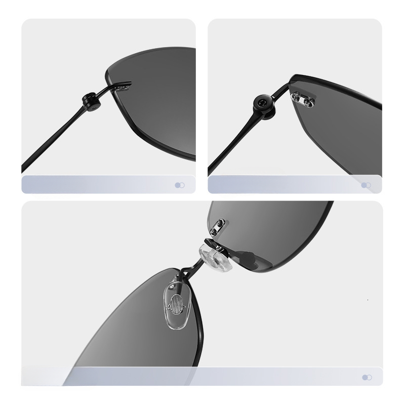 Ultra light titanium frameless cut edge sunglasses high definition nylon UV stylish and high end driving sunglasses for men - view 5