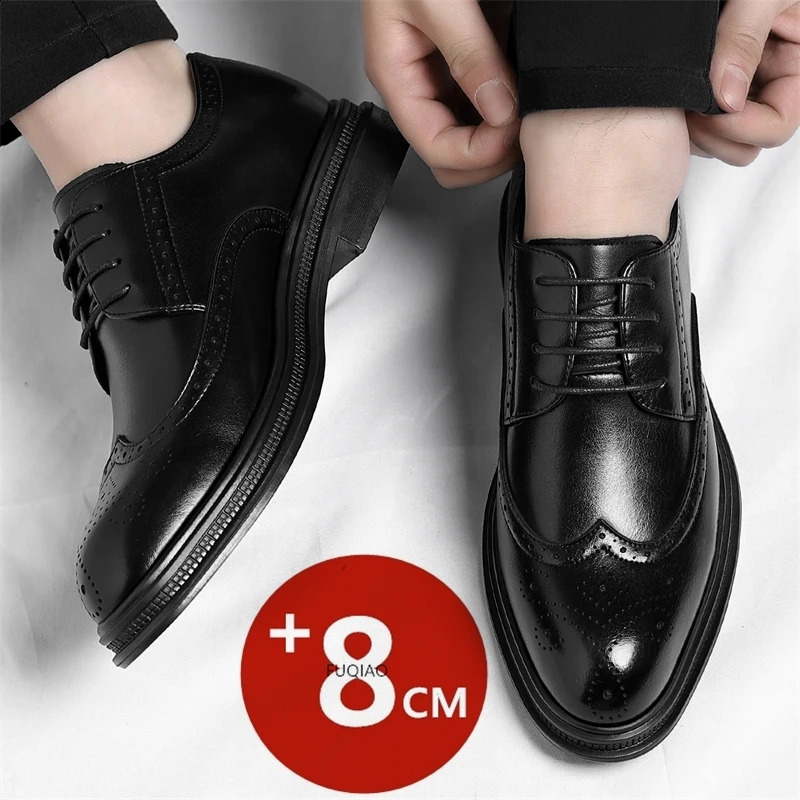 Big Size Man Elevator Shoes Business Dress Leather 368cm Men Formal High Quality Brogues Oxfords Versatile Wedding 260624 - view 7