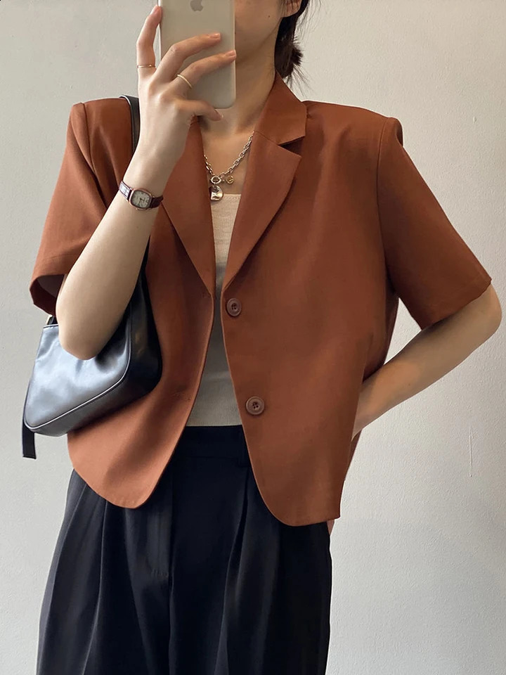 Zoki Elegant Casual Blazers Women Short Sleeve Loose S3Xl Suit Coat Tops Korean Summer Fashion Solid Sweet Simple 260625 - view 5
