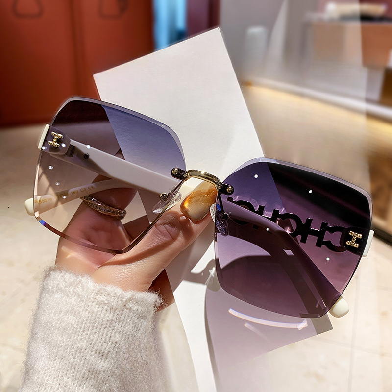 Aierma photochromic frameless sunglasses for women new model TikTok cross border fashion sun protection sunglasses live stream - view 3