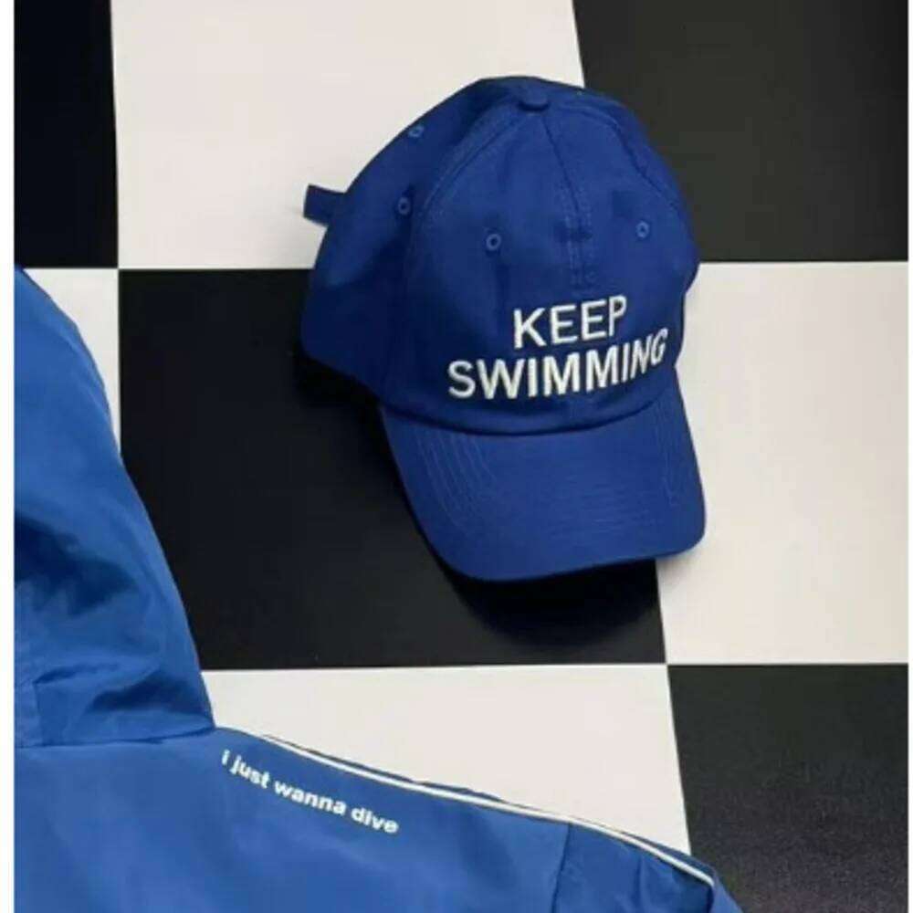 Kpop 3 Styles Washed Cotton Baseball Cap With Printed Distressed Soft Top Denim Hat Keep Swimming printing For Men & Women W260626 - view 4