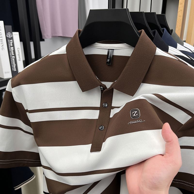 Summer New Men's POLO Shirt With Turn-Down Collar, Fashionable Casual Business Short Sleeve Top - view 3