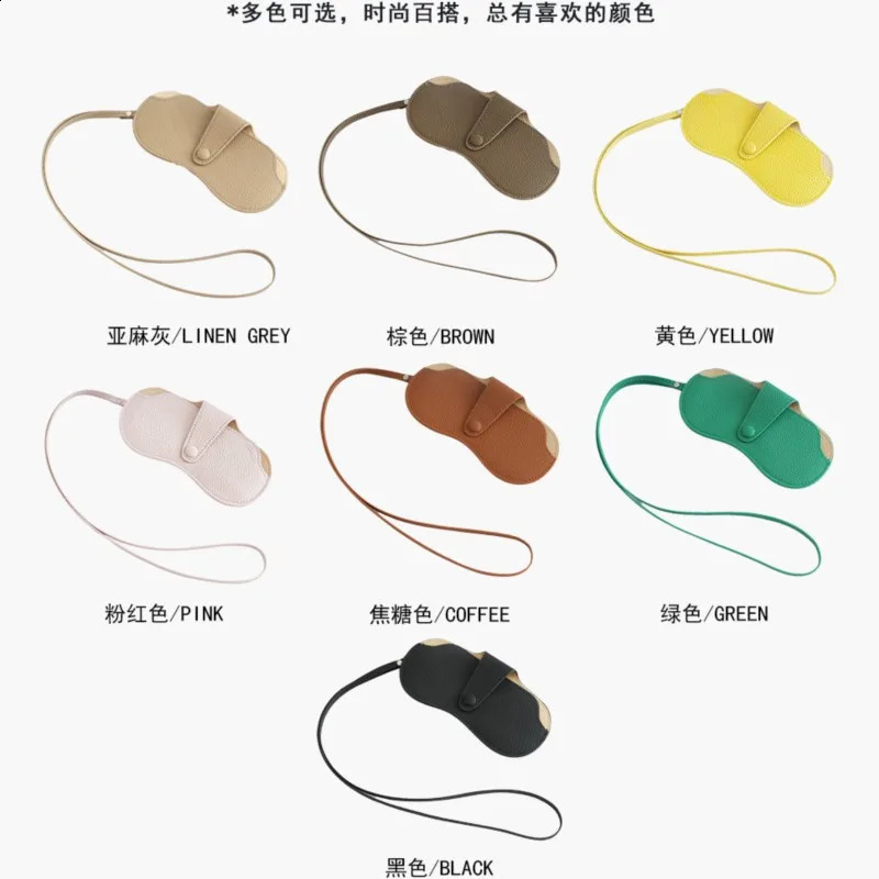 Top-Grain Cowhide Genuine Leather Neckband Glasses Case Portable Sunglasses Storage Bag for Men Women Brillenetui 260625 - view 7