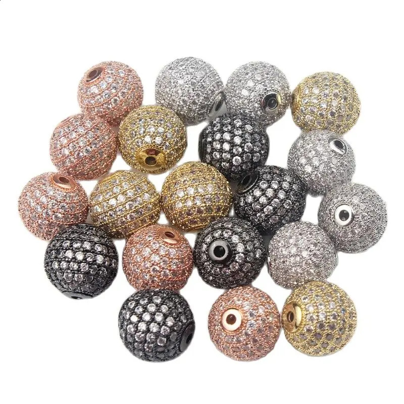 3pcs/lot Fashion Metal Brass Micro Pave Crystal CZ Round Space Loose Beads for Diy Bracelet Accessories Jewellery Making 260623 - view 3