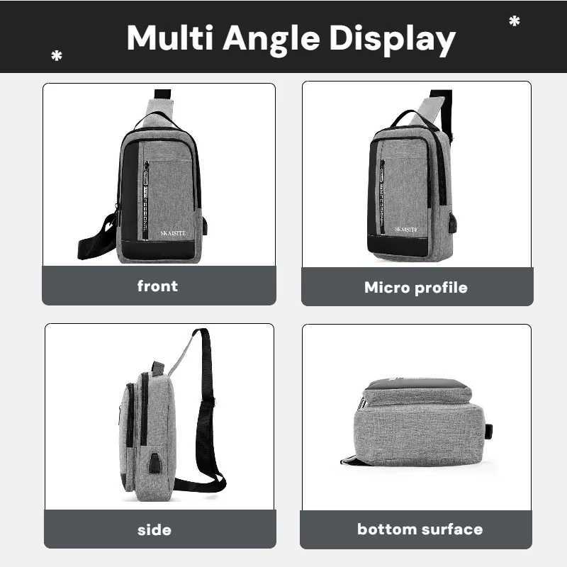 with Casual Bag Mens Chest USB Charging Port Suitable for Casual Shoulder Bags Outdoor Cycling Bags Daily Outdoor Bags Etc M260626 - view 6