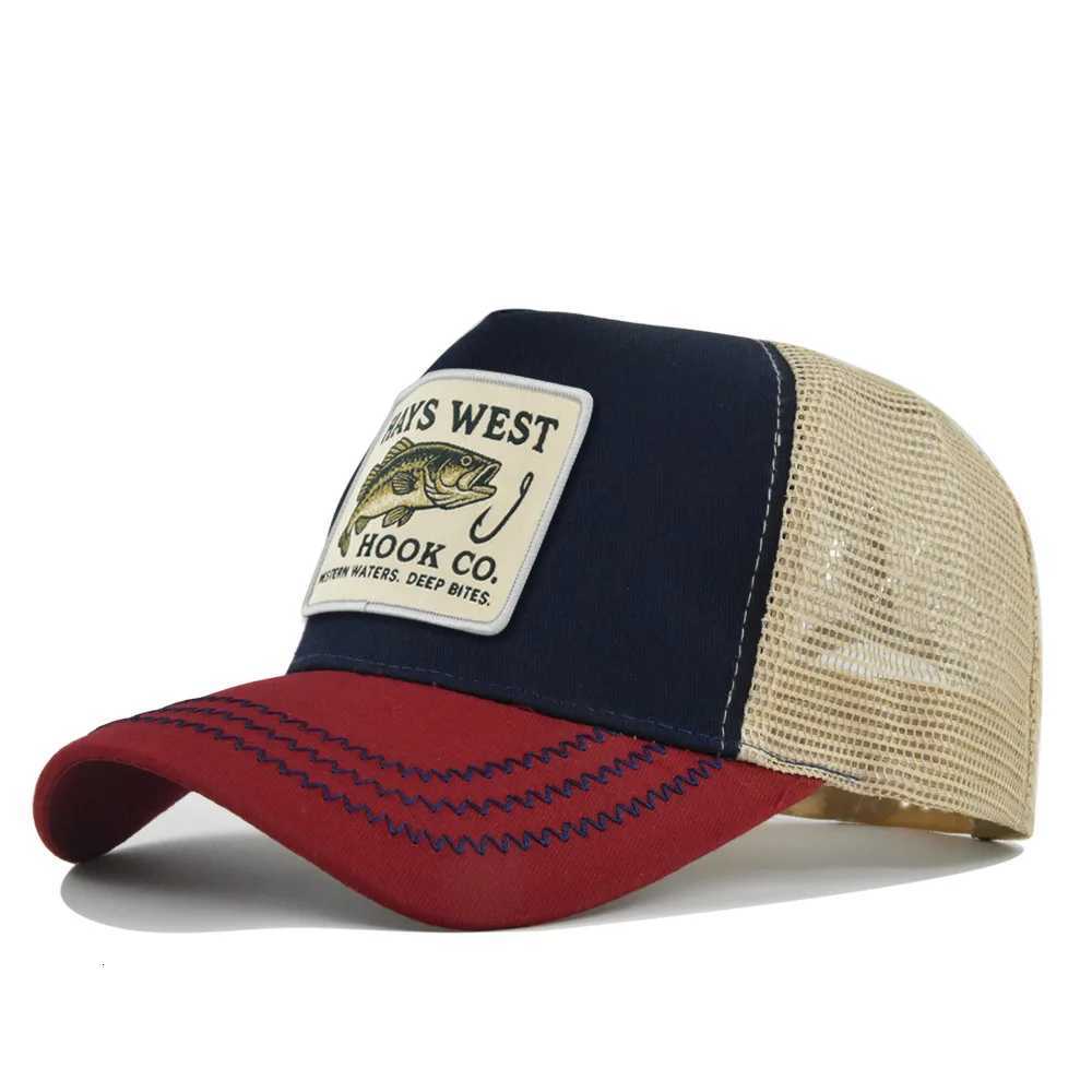 Embroidery Fishing High Baseball Quality for Men Women Outdoor Fishing SnapMesh Hat Breathable Sunshade Dad Trucker Hat M260626 - view 5