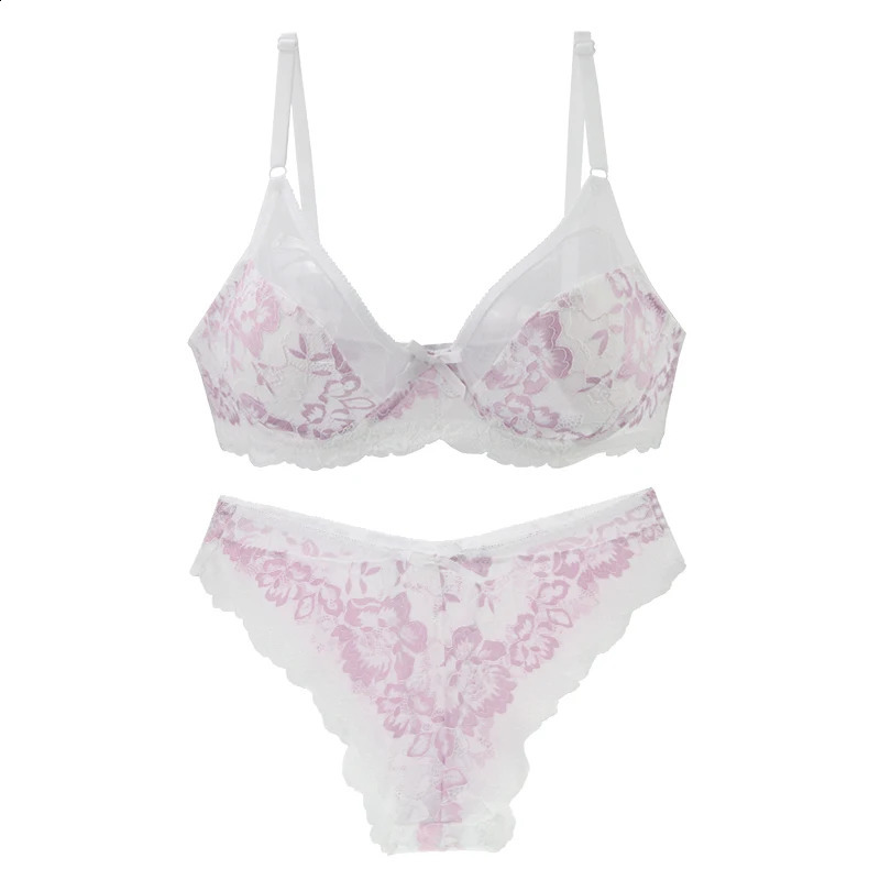 UltraThin Thick Bra Sets 3475 3680 3885 4090 4295 44100 46105 BCDE Cup Underwear Transparent Embroidery Lace Lingerie 260626 - view 5
