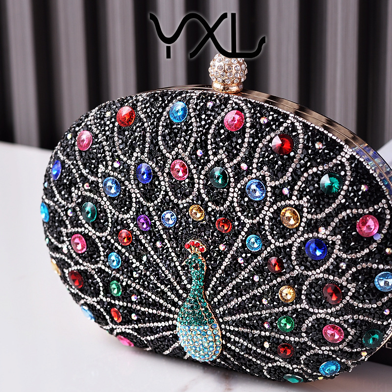 New Peacock Diamond-Studded Evening Cross-Border European and American Retro Style Party Black High-End Dress Bag Factory Direct Sale GLAMOR - view 5