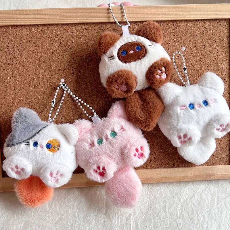 1-4pcs Cute Plush Small Cat Doll Keychain for Couple Soft Cotton Stuffed Animal Keyring Backpack Pendant Decoration Student Gift 26Y0626 - view 3