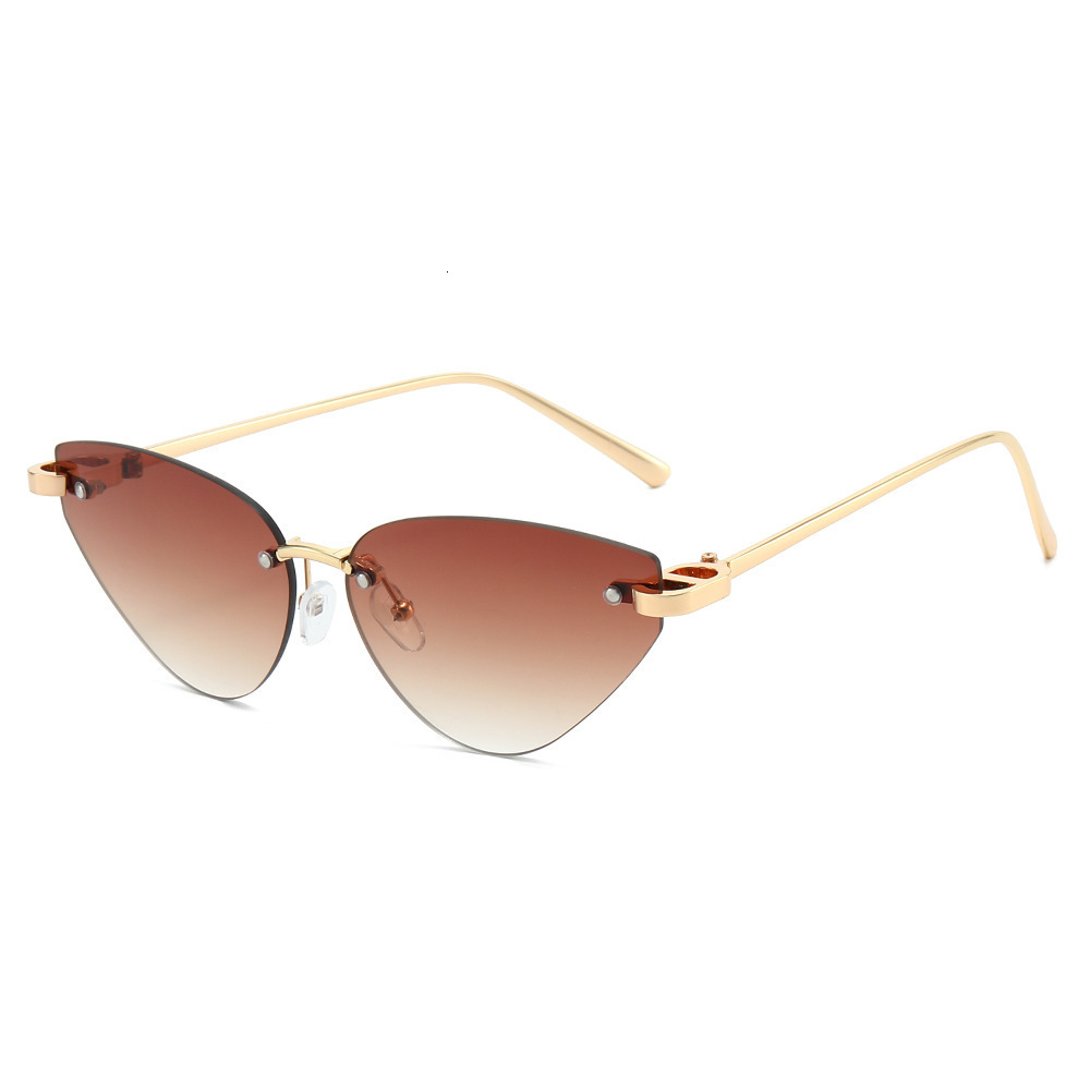 2026 New Model Triangular Cat-Eye Rimless Cut-Edge Fashionable European And American Style Personalized Sunglasses - view 4