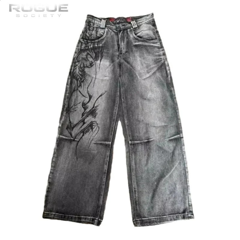 y American Vintage Y2K Graphic Distressed Men Baggy Wide Leg Jeans Pocket Hip Hop Summer High Street Harajuku Denim Pants 260625 - view 6