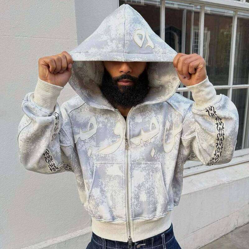 Autumn light color loose classic style 2025 new elastic zipper camouflage casual high-end hip-hop street jacket W260626 - view 5