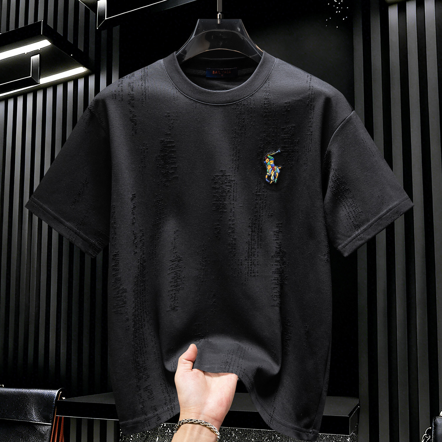 High-End Embroidered And Printed Short-Sleeve T-Shirt For Men, New Summer Trendy Light Luxury Fashion Top - view 5