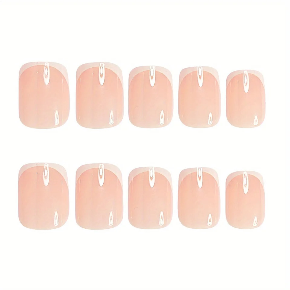 120pcs Short Square White French Simple Shiny False Nails Fashionable Wearable Nails Suitable for Daily Work Study and Party 260626 - view 3