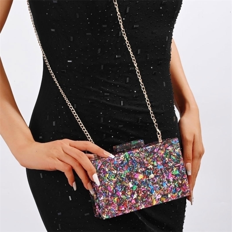 2026 Acrylic Purses and Handbags for Women Multicolor Perspex Geometric Patterns Box Clutch Banquet Evening Crossbody Handbag 260625