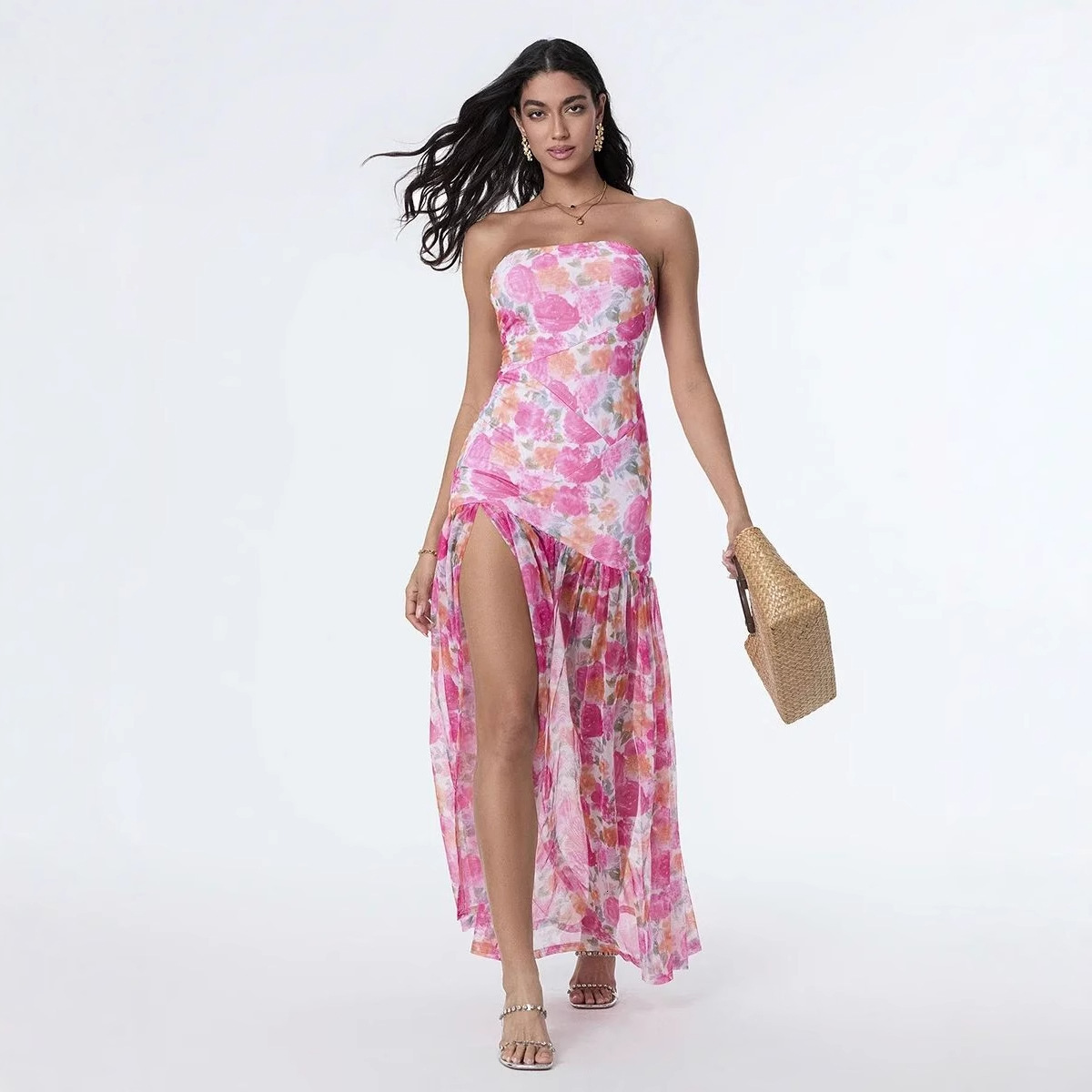 Printed strapless sleeveless dress for women - view 6