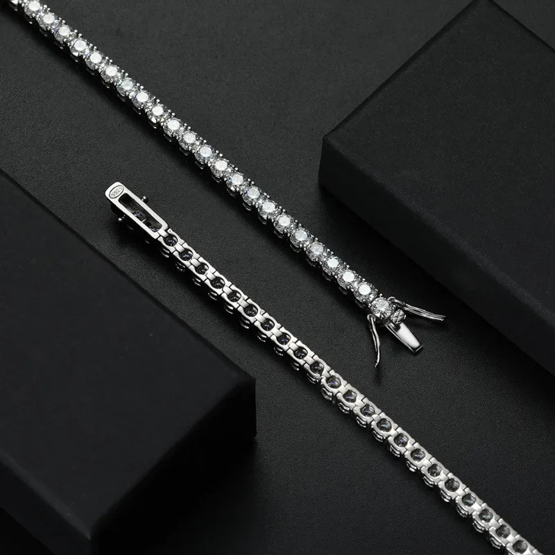 Factory Price D VVS1 Tennis Bracelet 925 Sterling Silver Single Row Classics with GRA Bracelets for Women Man Jewelry260624 - view 4