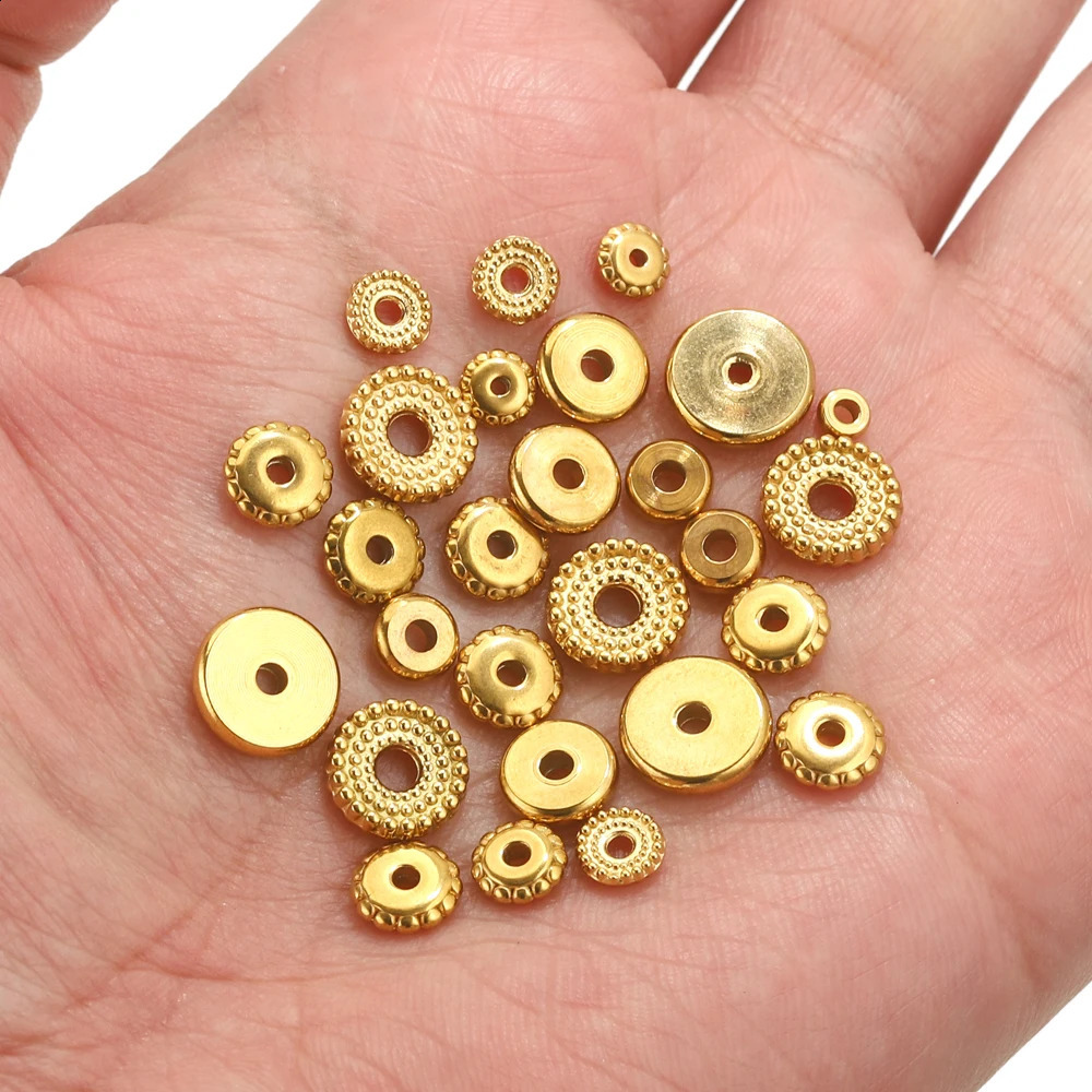20pcs Stainless Steel Gold Spacer Beads For Bracelet Jewelry Making DIY Flat Round Loose Beads Handmade Jewelry Supplies Craft 260623 - view 4