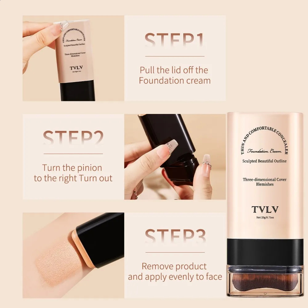 TVLV eraser foundation make-up stick 20gwith brush to brighten skin liquid foundationnon-markinglong-lasting makeup concealer 260625 - view 4