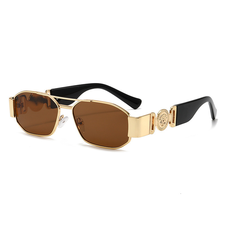 New Cross Border Small Square Frame Double Beam Sunglasses for Men High End with Decorative Head Shaped Temple Legs European and American Style Glasse - view 5