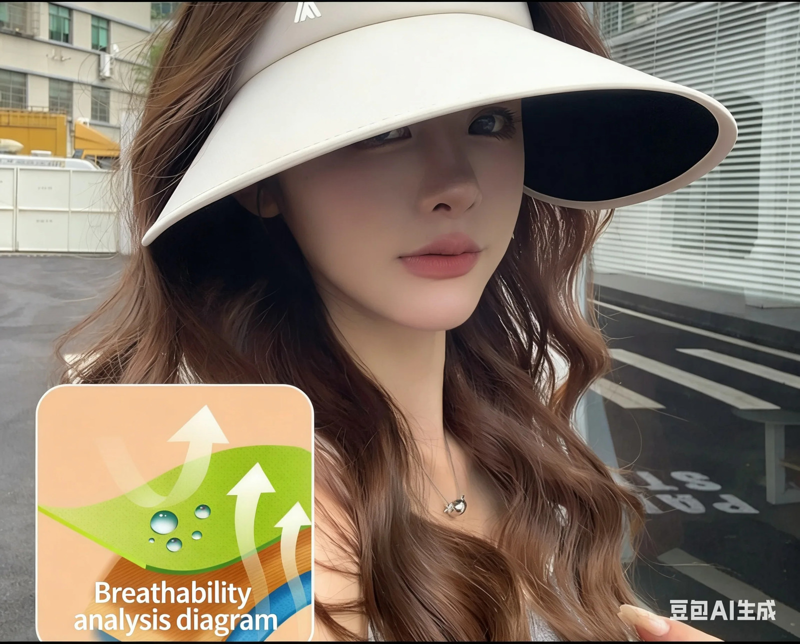 Womens UPF50 Large Brim Sun Visor Hat UV Protection Empty Top Cap 260625 - view 6