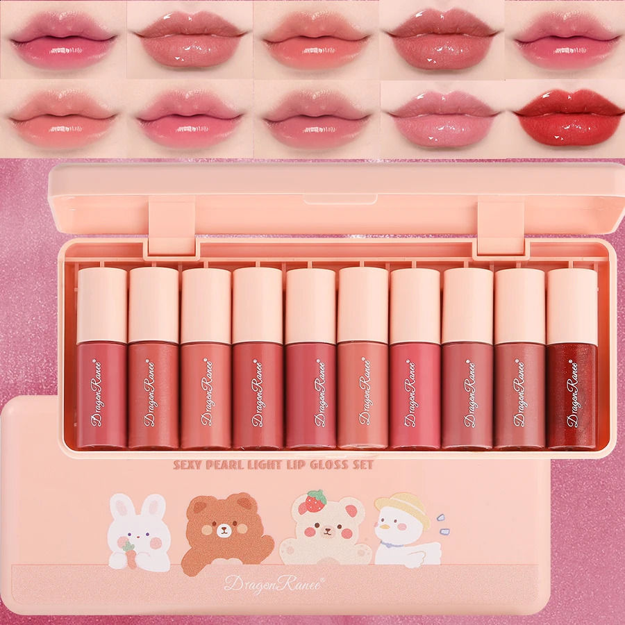 Set of 10 Shimmering Lip Glosses Easy-To-Apply Lip Glaze Non-Stick Non-Fading izing Shiny Lip Gloss Glass Lip Gloss with Fine Shimmer and Pearlescent - view 6