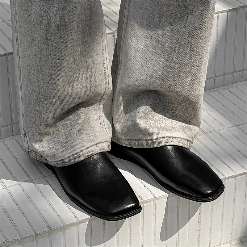 Fashion Mens Flat ner Minimalist Shoes Outdoor Soft Bottom Genuine Leather Office Handmad Single 260626 - view 6
