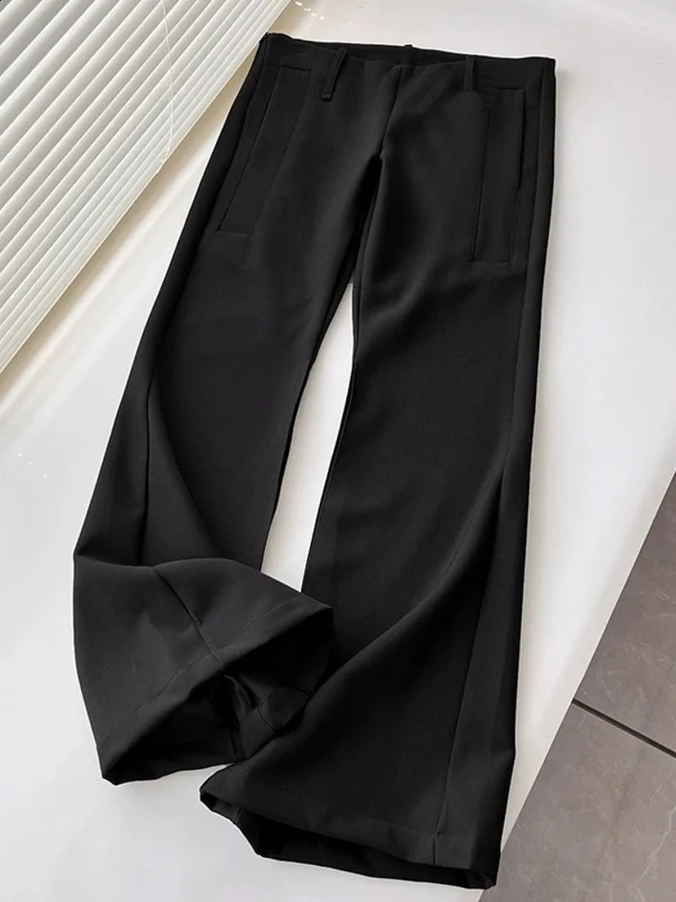 Fashion Women Low Waist Flare Pants Black Long Trousers Office Ladies Work Suit Spring ner Cargo Streetwear 260625 - view 7