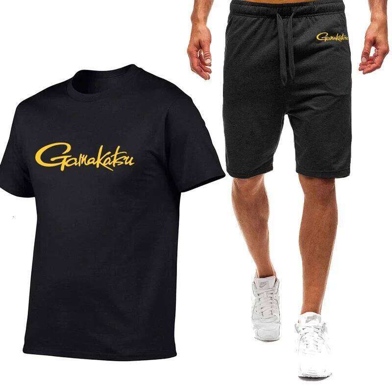 Gamakatsu Fishing 2024 Man's Printing Harajuku New Styl Nine Color Short Sleeved Suit Summer T-Shirt Casual Shorts 2-piece Set 26Y0626 - view 3