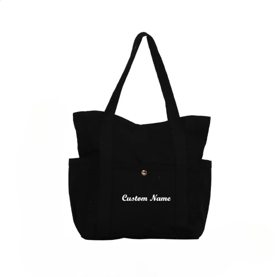 Custom Name Canvas Tote Bag Personalized Spacious Shoulder Bag Versatile Lightweight Large Capacity Bag Goes with Anything 260625 - view 4