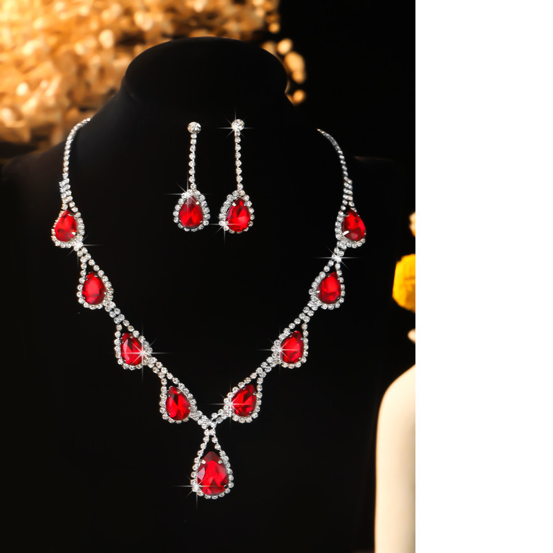Fashion Jewelry Glass Zircon Party Necklace Earrings Exquisite Collarbone Necklace Multiple Styles Center Stones To Choose From Suitable For Different - view 7