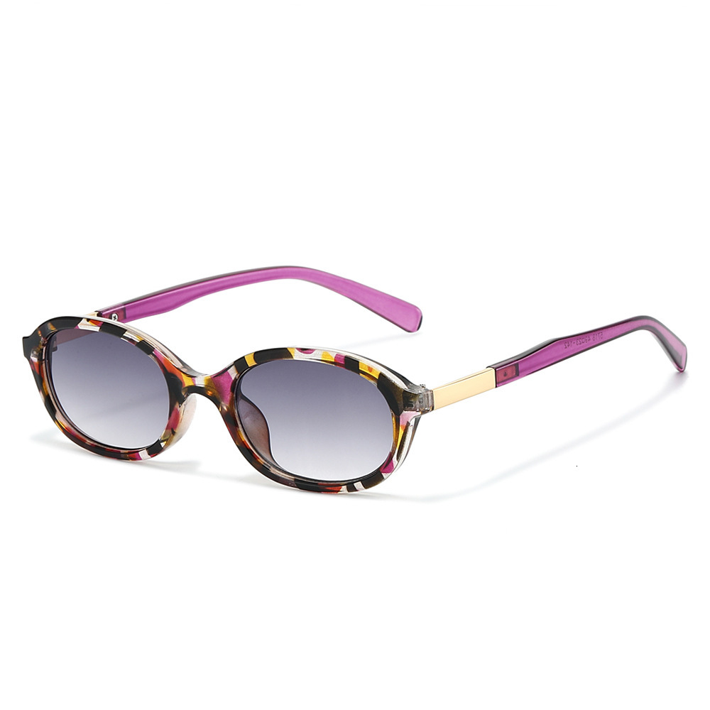 2026 New Vintage Oval European And American Simple Fashion Versatile Small Frame Plain Lens Export Sunglasses - view 6
