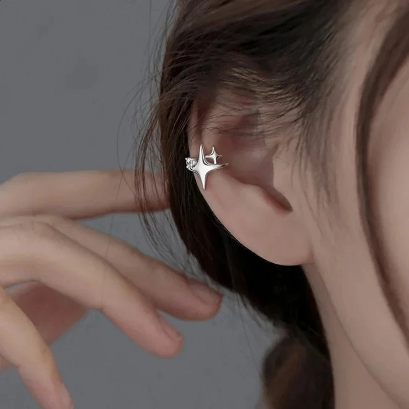 Four Pointed Star Clip Zircon Earrings Suitable Women Without Ear Holes Jewelry Bones Men y Trendy Accessories 260623 - view 4