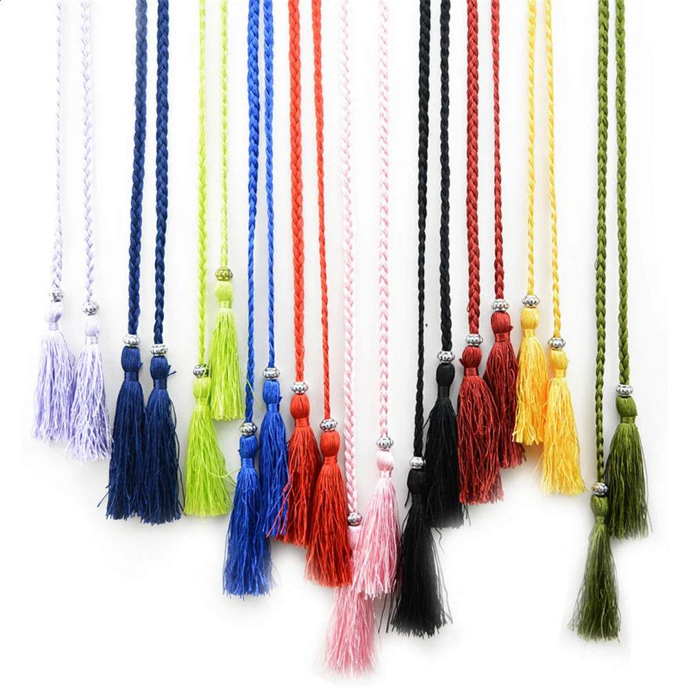 Handmade Braided Waist Belts Chinese Style Tassel Thin Belt Colorful Female Knot Decorated Waistband Rope Hair Accessories 260625 - view 5