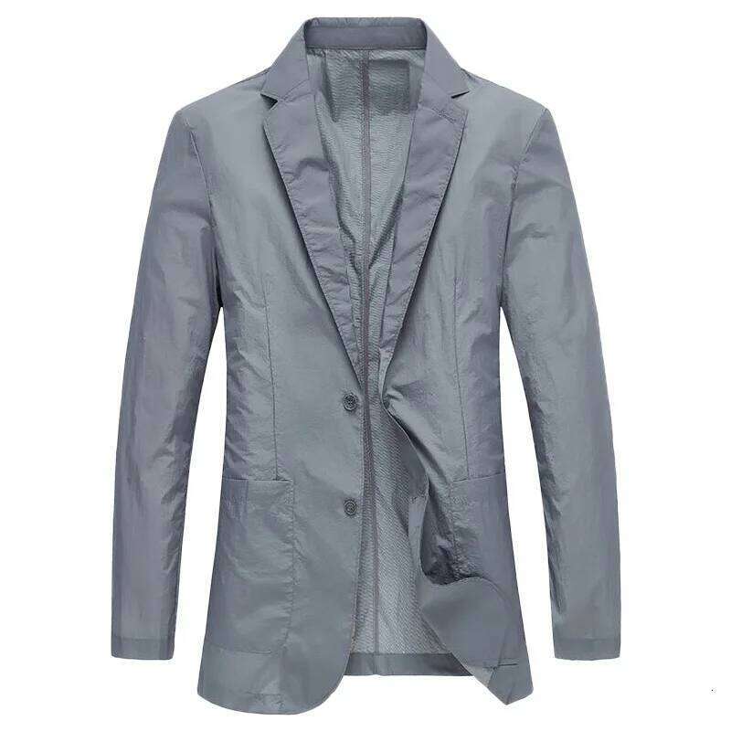New Summer Man Thin Breathable Sunscreen Casual Solid Business Suits Coats Male Slim Elastic Blazers Jackets 4XL 26L0626 - view 4